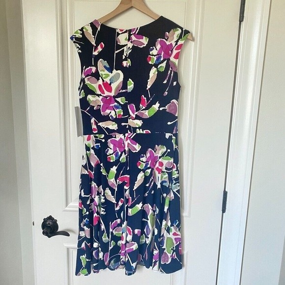 NWT Wisp Stitch Fix Ceena Jersey Knit Dress Sz 12 Fit & Flare Navy Floral - Picture 6 of 9
